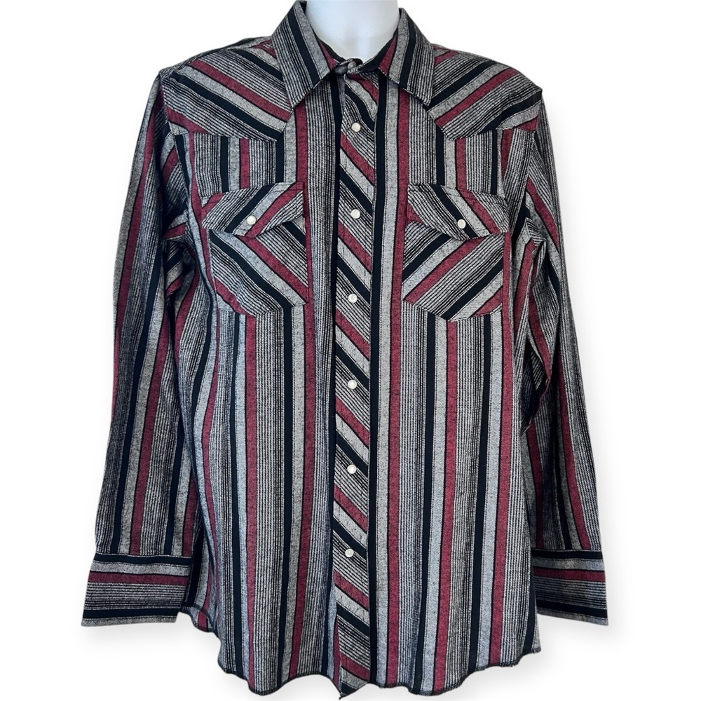 WRANGLER Western 100% Cotton Lightweight Flannel Pearl-snap Work Shirt L NWT